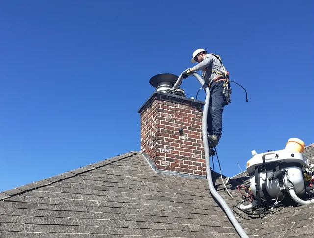 Dedicated West Palm Beach Chimney Sweep team member cleaning a chimney in West Palm Beach, FL