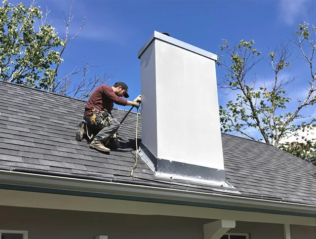 West Palm Beach Chimney Sweep team member finishing chimney construction in West Palm Beach, FL