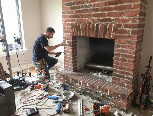West Palm Beach Chimney Sweep specialist finalizing chimney liner service in West Palm Beach, FL