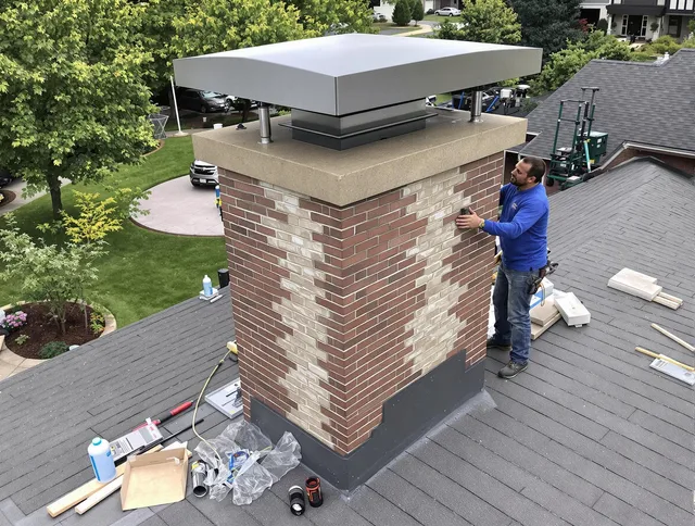 West Palm Beach Chimney Sweep team working on a custom chimney remodel in West Palm Beach, FL