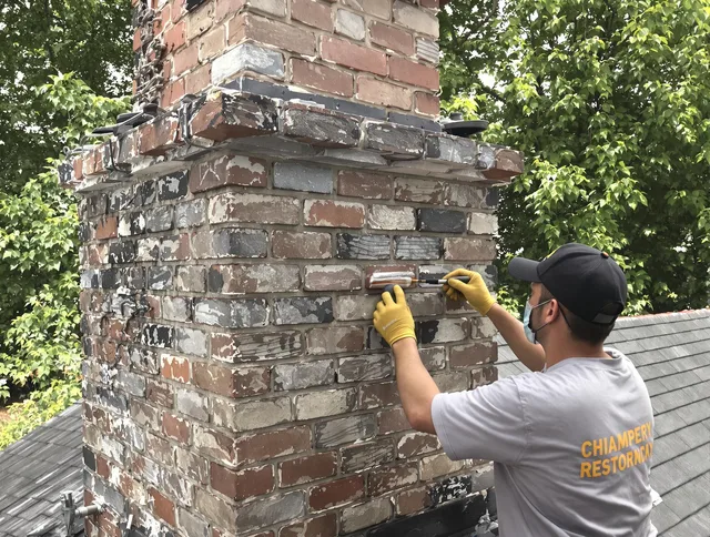 In-progress chimney restoration by West Palm Beach Chimney Sweep in West Palm Beach, FL